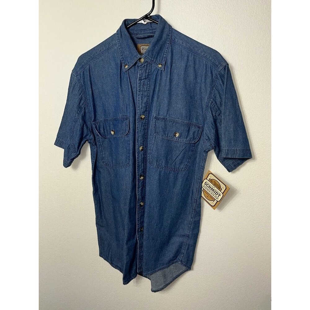 C E Schmidt workwear Men  Small Denim Blue Button Down Shirt Cotton Long Sleeve